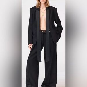 Zara limited edition wool blazer with satin effect necktie